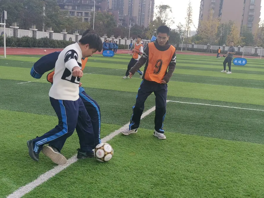 绿茵场上起脚踢球的瞬间